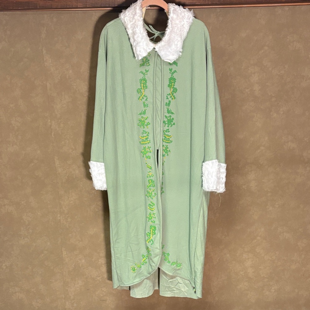 Green Elf outfit with pants and Hat with White Accents